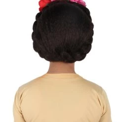 HPO Adult Women’s Mexican Artist Frida Black / Pink Floral Braided Wig 13 HPO Adult Women’s Mexican Artist Frida Black / Pink Floral Braided Wig