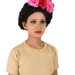 HPO Adult Women’s Mexican Artist Frida Black / Pink Floral Braided Wig 15 HPO Adult Women’s Mexican Artist Frida Black / Pink Floral Braided Wig