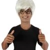 HPO Adult Men’s 50s Famous Unruly Pop Art Artist Messy White Wig With Glasses