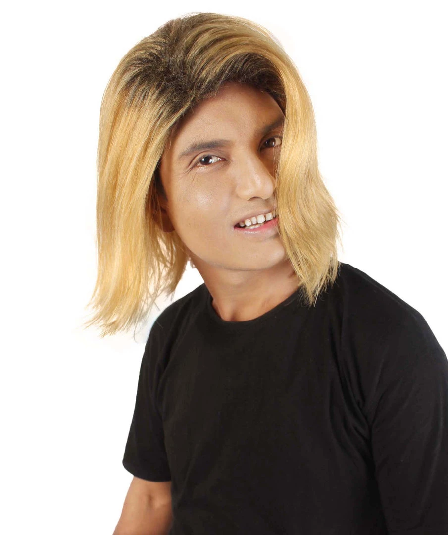 HPO Adult Men’s 90s Grunge Blonde And Black Dyed Roots Center-Parted Long Wig 1 HPO Adult Men’s 90s Grunge Blonde And Black Dyed Roots Center-Parted Long Wig