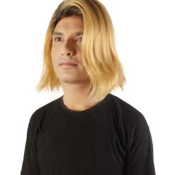 HPO Adult Men’s 90s Grunge Blonde And Black Dyed Roots Center-Parted Long Wig 12 HPO Adult Men’s 90s Grunge Blonde And Black Dyed Roots Center-Parted Long Wig