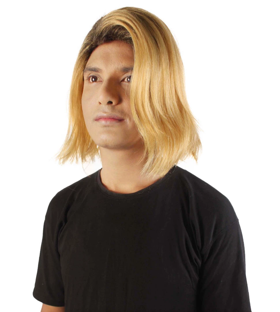 HPO Adult Men’s 90s Grunge Blonde And Black Dyed Roots Center-Parted Long Wig 3 HPO Adult Men’s 90s Grunge Blonde And Black Dyed Roots Center-Parted Long Wig