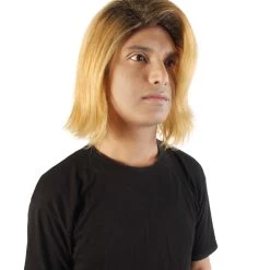 HPO Adult Men’s 90s Grunge Blonde And Black Dyed Roots Center-Parted Long Wig 16 HPO Adult Men’s 90s Grunge Blonde And Black Dyed Roots Center-Parted Long Wig