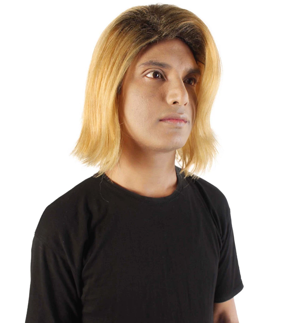 HPO Adult Men’s 90s Grunge Blonde And Black Dyed Roots Center-Parted Long Wig 7 HPO Adult Men’s 90s Grunge Blonde And Black Dyed Roots Center-Parted Long Wig