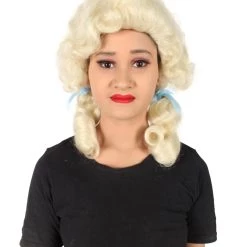 Men's HPO Adult Women’s Classic Elly May Clampet Blonde Wig With Two Blue Hair Ribbons