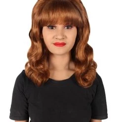 Men's HPO Adult Women’s 60s Hollywood-Style Wavy Brown Wig From Classic Sitcom