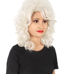 HPO Adult Women’s Puffy Wavy Country Music Star White Blonde Wig Men's