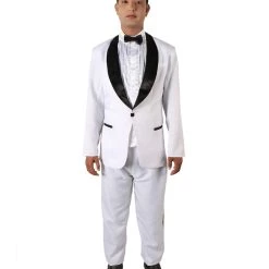 HPO Men's Adult Men’s Jump Street Cop Movie White Tuxedo Black Bow Tie | All Sizes