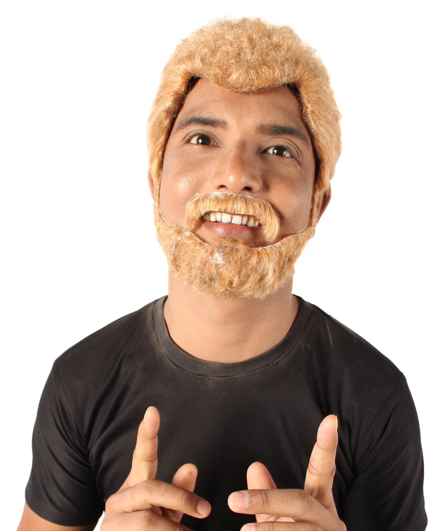 HPO Adult Men's Prince Of Wales British Ginger Brown Wig 1 HPO Adult Men's Prince Of Wales British Ginger Brown Wig