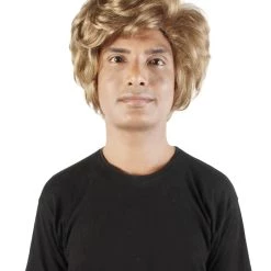 HPO Adult Men's Brown 1980s WHAM Michael George Pop Star Wavy Wig