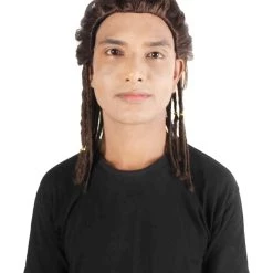 HPO Adult Men's Brown Braided Ponytail Alexios Assassin's Video Game Wig