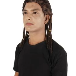 HPO Adult Men's Brown Braided Ponytail Alexios Assassin's Video Game Wig