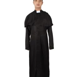 HPO Men's Adult Men’s Priest Black Cassock Clerical Collar & Shoulder Mantle Costume