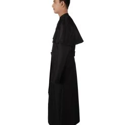 HPO Men's Adult Men’s Priest Black Cassock Clerical Collar & Shoulder Mantle Costume