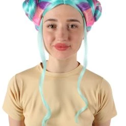 HPO Adult Women’s American Rapper Queen Multi Color Double Bun Wig Men's