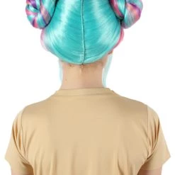 HPO Adult Women’s American Rapper Queen Multi Color Double Bun Wig Men's 13 HPO Adult Women’s American Rapper Queen Multi Color Double Bun Wig Men's