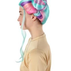 HPO Adult Women’s American Rapper Queen Multi Color Double Bun Wig Men's 12 HPO Adult Women’s American Rapper Queen Multi Color Double Bun Wig Men's