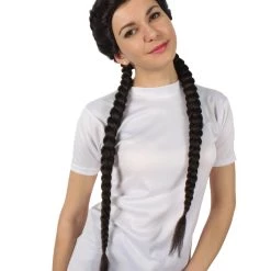 HPO Men's Adult Women’s Black Tomb Raider Braided Pigtail Wig