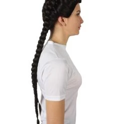 HPO Men's Adult Women’s Black Tomb Raider Braided Pigtail Wig