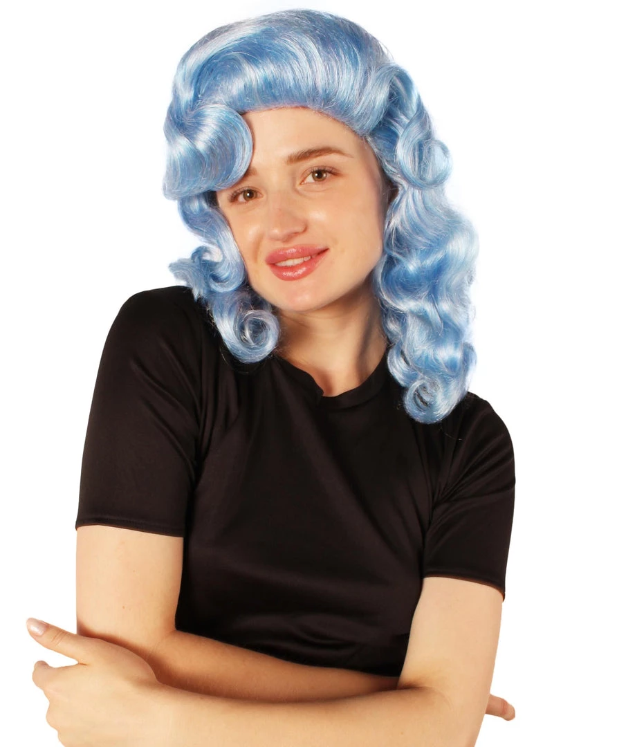 HPO Men's Adult Women’s Vintage Hollywood Blue Retro Curly Wig 1 HPO Men's Adult Women’s Vintage Hollywood Blue Retro Curly Wig