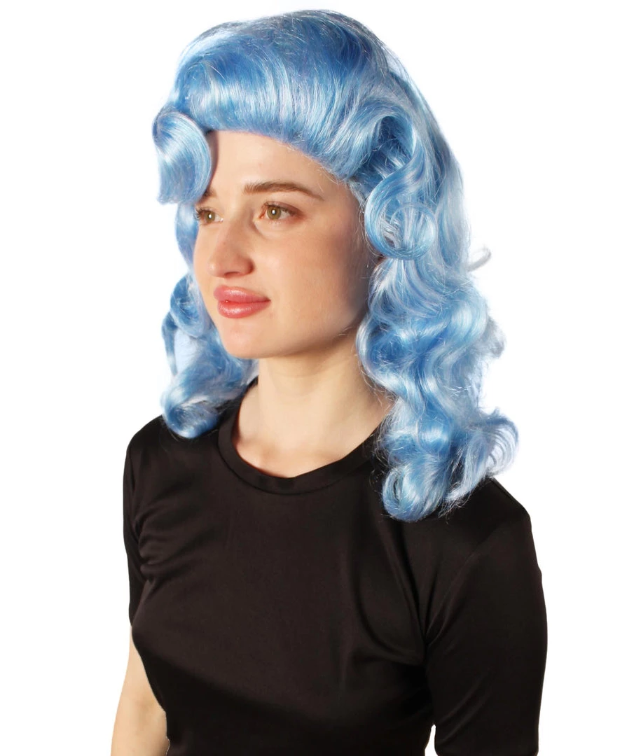 HPO Men's Adult Women’s Vintage Hollywood Blue Retro Curly Wig 3 HPO Men's Adult Women’s Vintage Hollywood Blue Retro Curly Wig