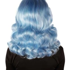 HPO Men's Adult Women’s Vintage Hollywood Blue Retro Curly Wig 13 HPO Men's Adult Women’s Vintage Hollywood Blue Retro Curly Wig