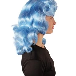 HPO Men's Adult Women’s Vintage Hollywood Blue Retro Curly Wig 14 HPO Men's Adult Women’s Vintage Hollywood Blue Retro Curly Wig