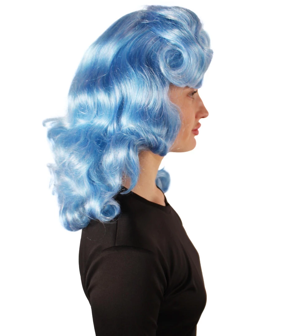 HPO Men's Adult Women’s Vintage Hollywood Blue Retro Curly Wig 6 HPO Men's Adult Women’s Vintage Hollywood Blue Retro Curly Wig