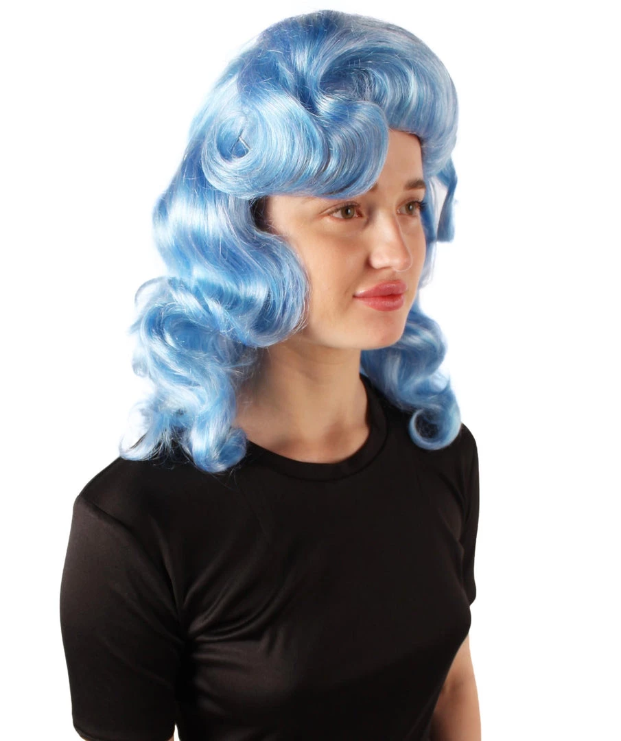 HPO Men's Adult Women’s Vintage Hollywood Blue Retro Curly Wig 7 HPO Men's Adult Women’s Vintage Hollywood Blue Retro Curly Wig