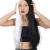HPO Long Women's Wig | Black And White Two-Tone Wig | Premium Breathable Capless Cap