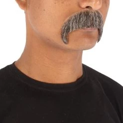 HPO Adult Men's Horseshoe Fake Human Hair Mustache | Facial Hair Multiple Colors Options