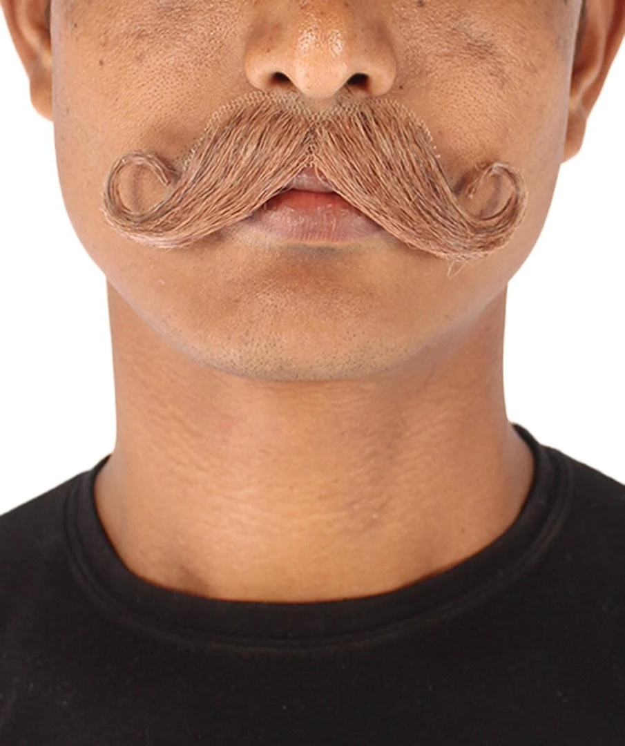 HPO Men's Human Hair Mustache Cosplay Facial Hair 1 HPO Men's Human Hair Mustache Cosplay Facial Hair