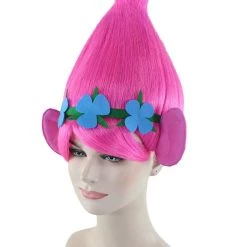 BC Women's Poppy Trolls With Ears Wig | Pink Cosplay Halloween Wig | Premium Breathable Capless Cap 18 BC Women's Poppy Trolls With Ears Wig | Pink Cosplay Halloween Wig | Premium Breathable Capless Cap