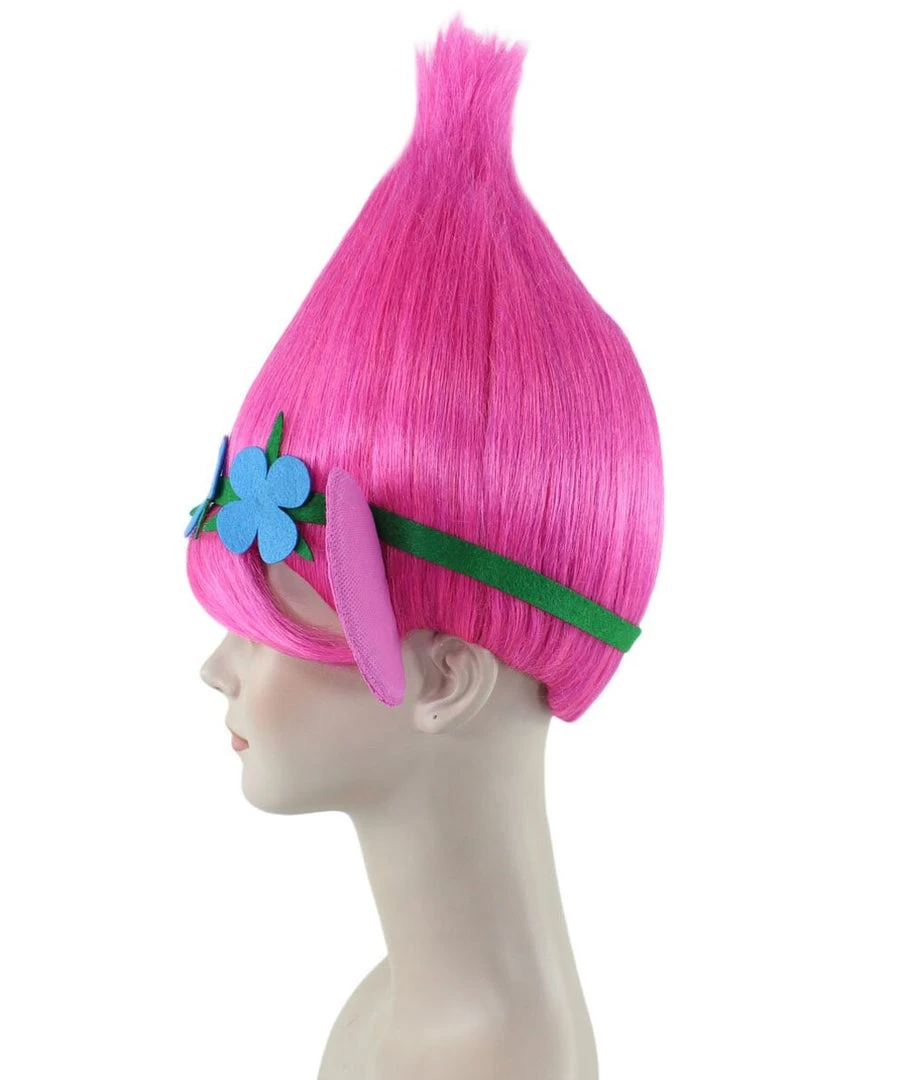 BC Women's Poppy Trolls With Ears Wig | Pink Cosplay Halloween Wig | Premium Breathable Capless Cap 8 BC Women's Poppy Trolls With Ears Wig | Pink Cosplay Halloween Wig | Premium Breathable Capless Cap