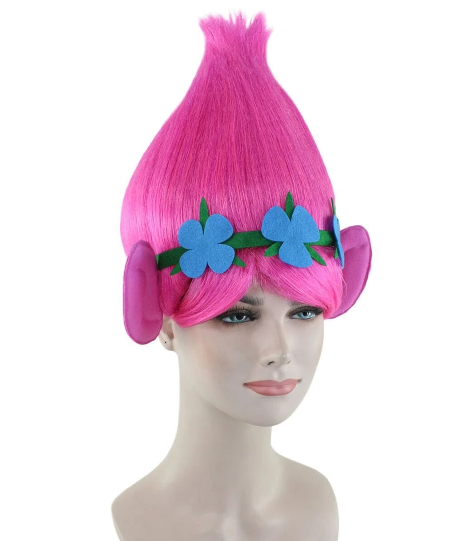 BC Women's Poppy Trolls With Ears Wig | Pink Cosplay Halloween Wig | Premium Breathable Capless Cap 10 BC Women's Poppy Trolls With Ears Wig | Pink Cosplay Halloween Wig | Premium Breathable Capless Cap