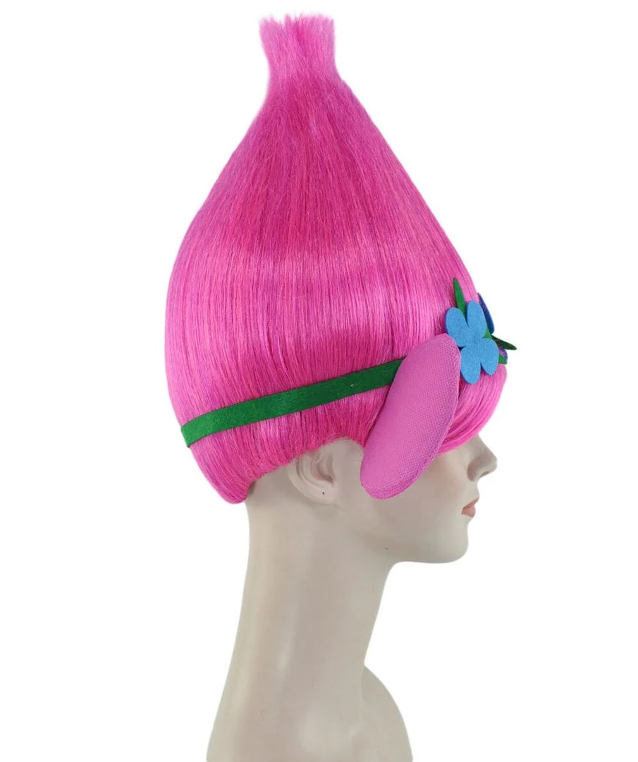 BC Women's Poppy Trolls With Ears Wig | Pink Cosplay Halloween Wig | Premium Breathable Capless Cap 9 BC Women's Poppy Trolls With Ears Wig | Pink Cosplay Halloween Wig | Premium Breathable Capless Cap