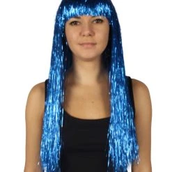 HPO Men's Adult Womens Long Tinsel Wig Collection | Party Ready Fancy Cosplay Halloween Wig | Premium Breathable Capless Cap