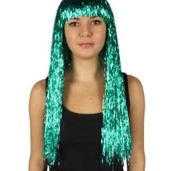 HPO Men's Adult Womens Long Tinsel Wig Collection | Party Ready Fancy Cosplay Halloween Wig | Premium Breathable Capless Cap