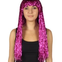 HPO Men's Adult Womens Long Tinsel Wig Collection | Party Ready Fancy Cosplay Halloween Wig | Premium Breathable Capless Cap