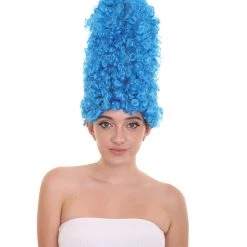 HPO Adult Women's Animated Sitcom Mom Blue Curly Afro Wig