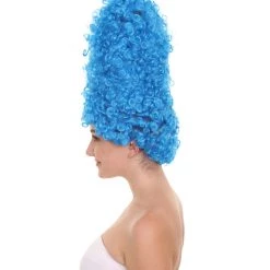 HPO Adult Women's Animated Sitcom Mom Blue Curly Afro Wig