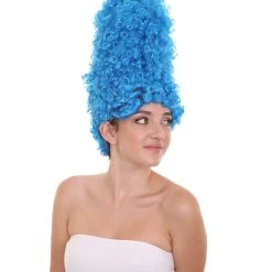 HPO Adult Women's Animated Sitcom Mom Blue Curly Afro Wig