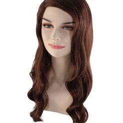 BC Women's Dark Brown Color Wavy Medium Length Trendy Earth Princess Wig