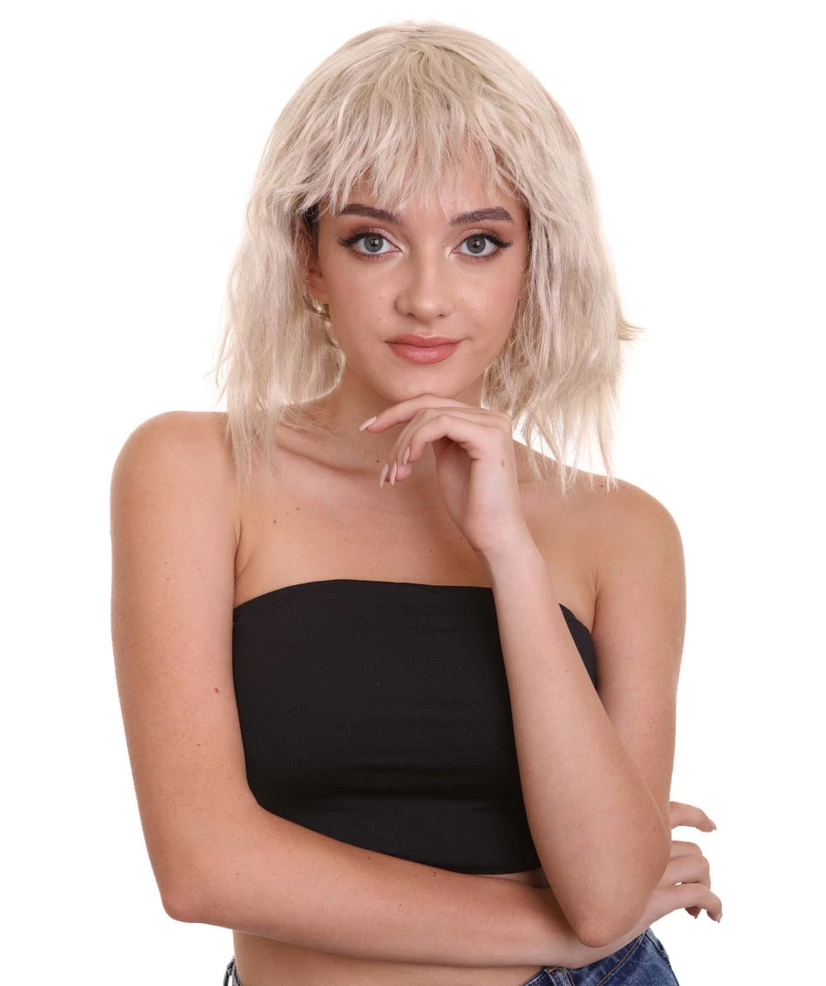 HPO Women's Shoulder Length Bangs Wavy Cosplay Wig | Multiple Color Options 1 HPO Women's Shoulder Length Bangs Wavy Cosplay Wig | Multiple Color Options