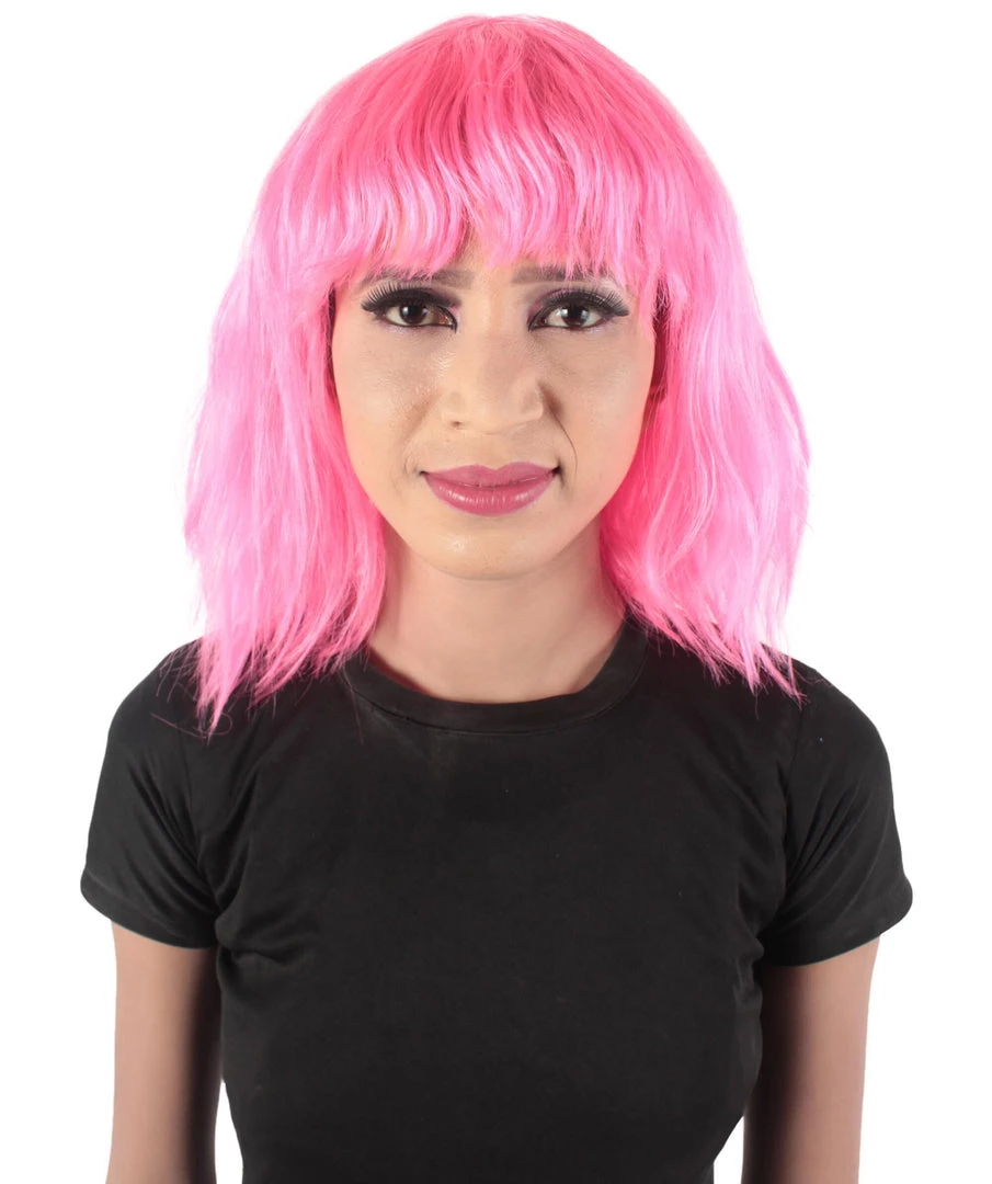 HPO Women's Shoulder Length Bangs Wavy Cosplay Wig | Multiple Color Options 3 HPO Women's Shoulder Length Bangs Wavy Cosplay Wig | Multiple Color Options