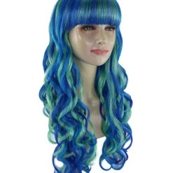 BC Women's Teal Blue Color Wavy Long Length Trendy Aquatic Beauty Wig 14 BC Women's Teal Blue Color Wavy Long Length Trendy Aquatic Beauty Wig