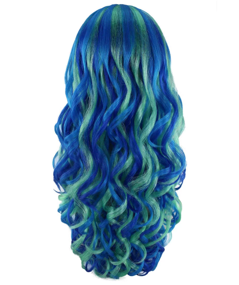 BC Women's Teal Blue Color Wavy Long Length Trendy Aquatic Beauty Wig 4 BC Women's Teal Blue Color Wavy Long Length Trendy Aquatic Beauty Wig