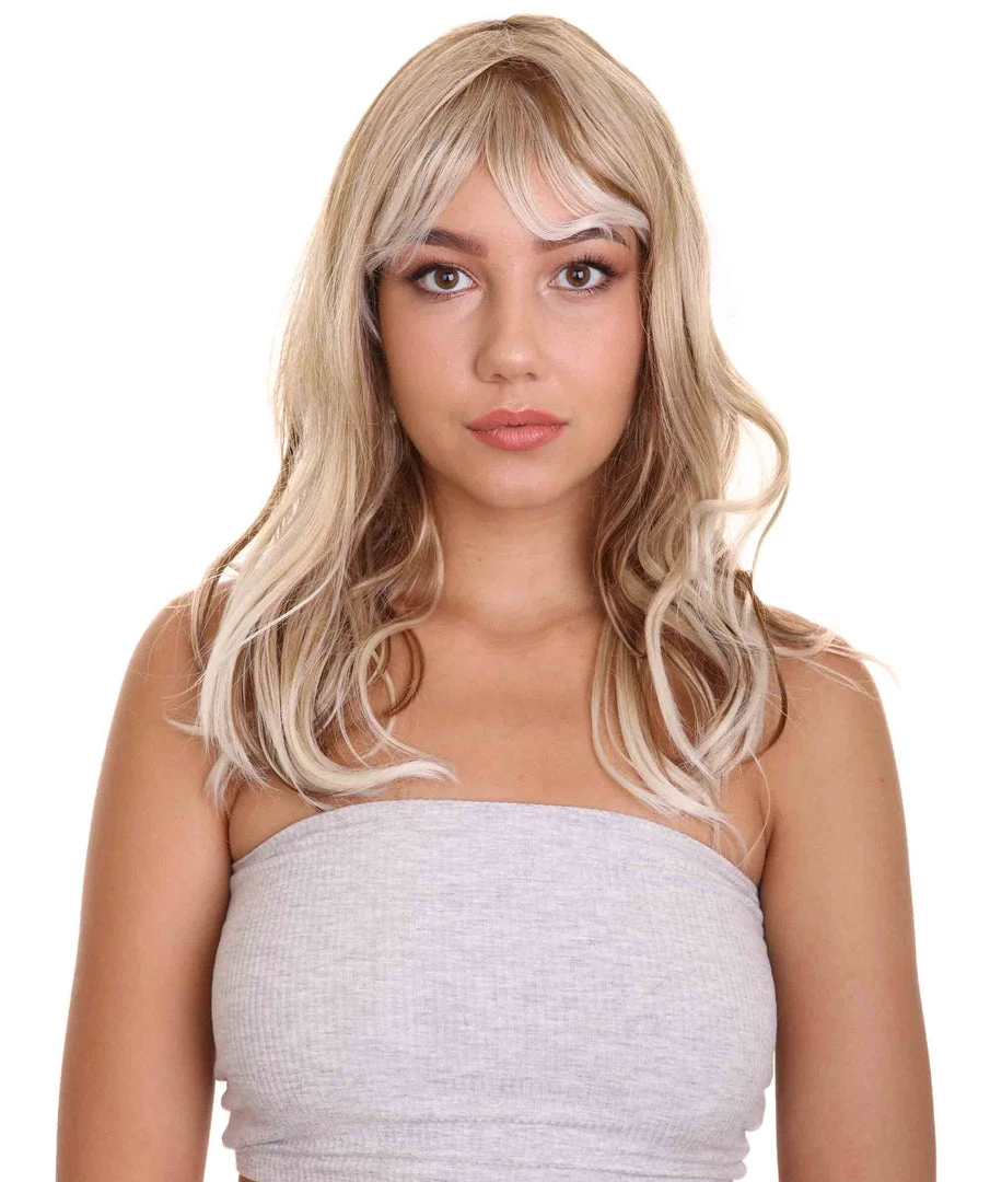 HPO Adult Women's 18" In. Surfer Bleached Bad Guy Inspired Wig - Shoulder Length Wavy Beach Blonde Hair With Dark Roots - Lace Front Heat Resistant Fibers | Nunique 2 HPO Adult Women's 18" In. Surfer Bleached Bad Guy Inspired Wig - Shoulder Length Wavy Beach Blonde Hair With Dark Roots - Lace Front Heat Resistant Fibers | Nunique