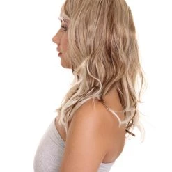 HPO Adult Women's 18" In. Surfer Bleached Bad Guy Inspired Wig - Shoulder Length Wavy Beach Blonde Hair With Dark Roots - Lace Front Heat Resistant Fibers | Nunique 9 HPO Adult Women's 18