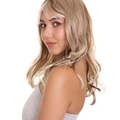 HPO Adult Women's 18" In. Surfer Bleached Bad Guy Inspired Wig - Shoulder Length Wavy Beach Blonde Hair With Dark Roots - Lace Front Heat Resistant Fibers | Nunique 10 HPO Adult Women's 18